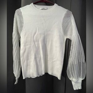 Sioni White Ribbed Knit Top